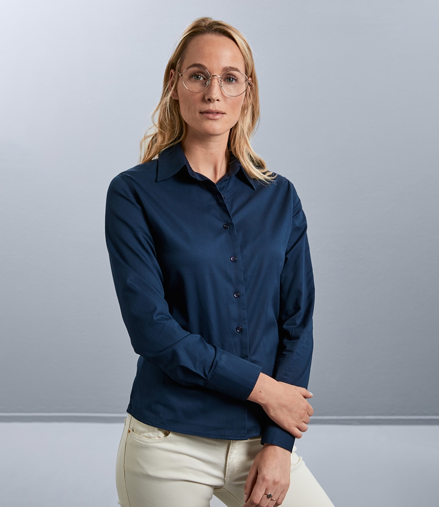Russell Collection Ladies Long Sleeve Classic Twill Shirt