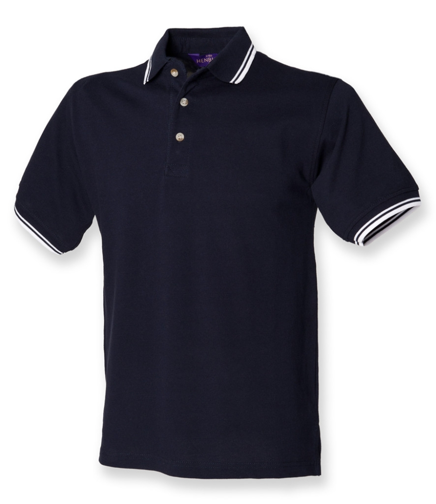 Henbury Contrast Double Tipped Cotton Piqué Polo Shirt