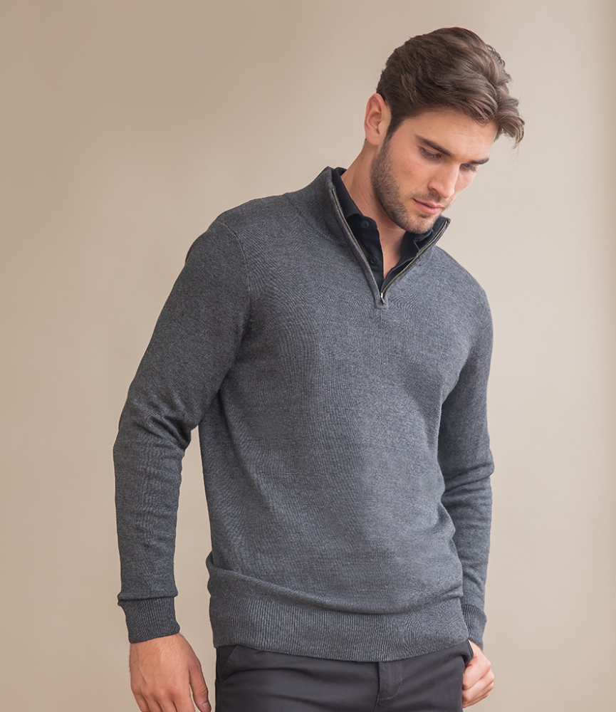 Henbury Zip Neck Sweater