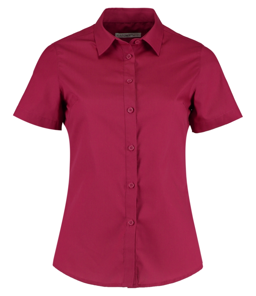 Kustom Kit Ladies Short Sleeve Tailored Poplin Shirt