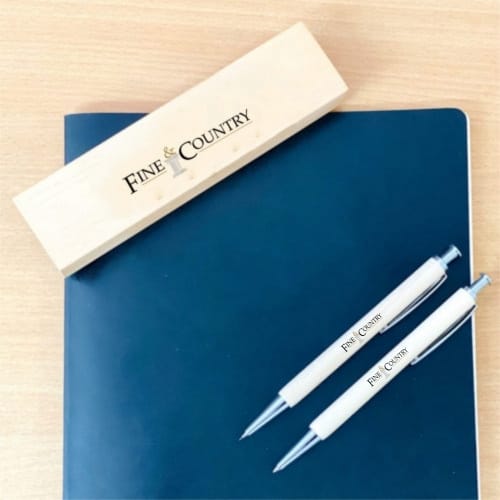 Fine & Country Beech wood pen & pencil set
