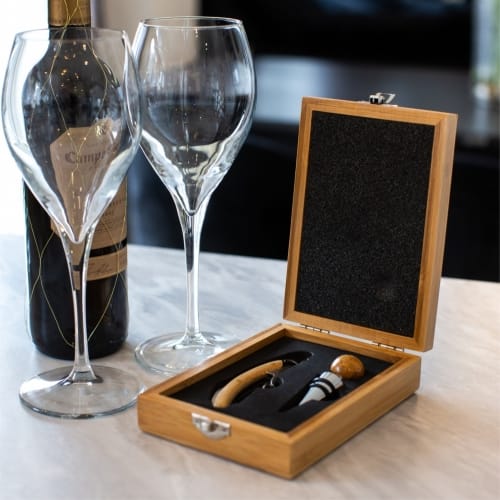 Fine & Country Bamboo Wine Stopper Gift Set