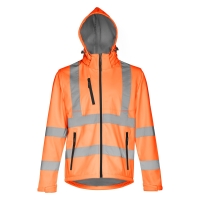 THC ZAGREB WORK. High-visibility softshell jacket for men, with removable hood