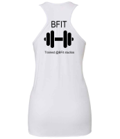 Becky PT- White Ladies Flowy Racer Back Tank Top 