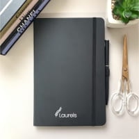 Laurels black notepad & pen