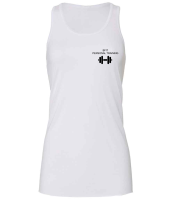 Becky PT- White Ladies Flowy Racer Back Tank Top 